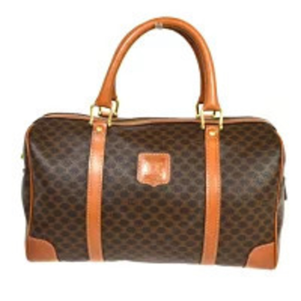 Celine Macadam Handbag Boston Brown Leather